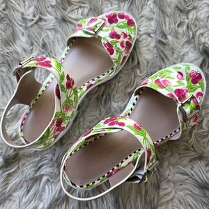 Betsey Johnson Chasse Cherry Print Platform Sandals, Size 8.5 M